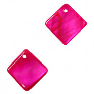 Muschel Anhänger Süßwasserperlmutt Quadrat 12-14mm Magenta pink